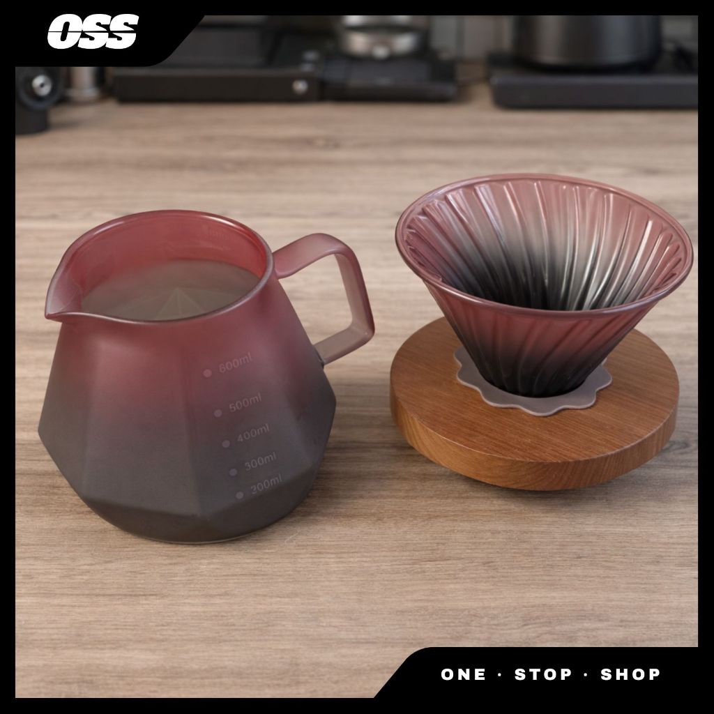 The Black Rose Series V60 Set Bamboo Dripper + Coffee Server - Paket Black Rose V60 Dripper Bambu + 