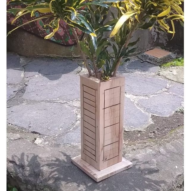 (kotak)VAS KAYU BUNGA TINGGI 20CM / POT MINIMALIS / VAS MINIMALIS / POT BUNGA RUANGAN / POT AESTHETI