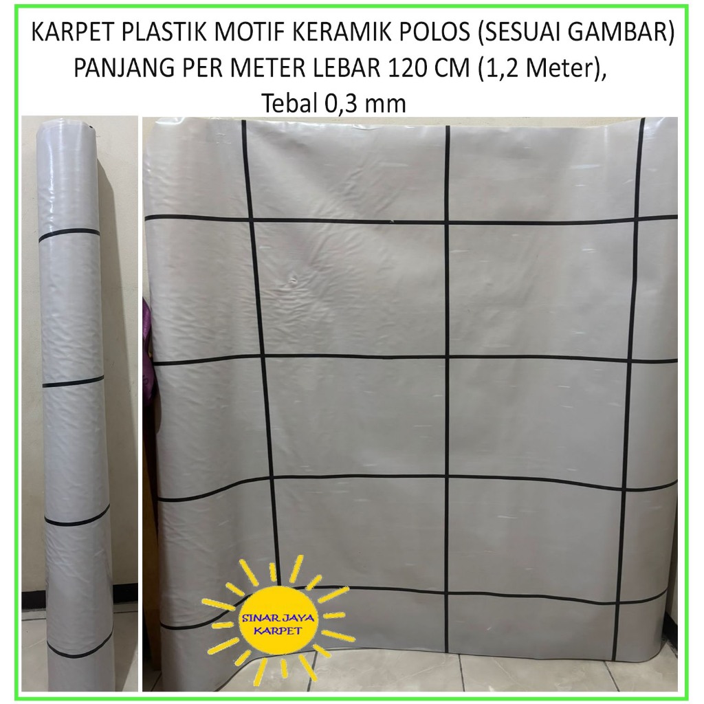 PER METER Karpet Lantai Plastik Vinyl METERAN MOTIF KERAMIK POLOS (SESUAI GAMBAR) Lebar 1.2m