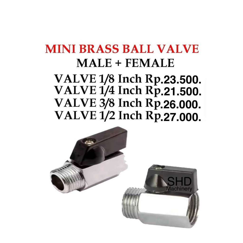 Mini Ball Valve 1/8" 1/4" 3/8" 1/2" Inch Stop Kran male female brass M-F Stop Kran Drat Dalam Luar