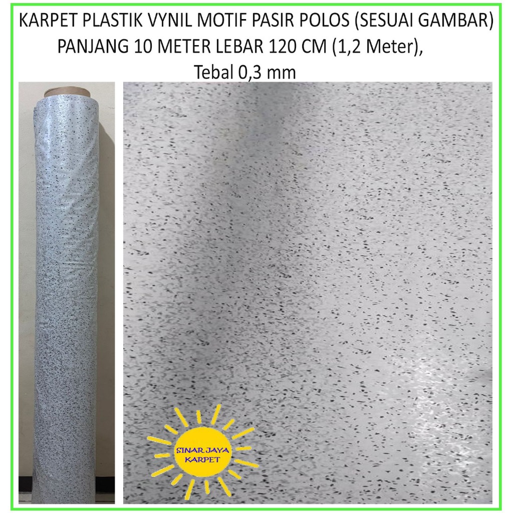 10 METER KARPET Lantai Plastik Vinyl 1 ROLL Lebar 1.2m MOTIF PASIR POLOS (SESUAI GAMBAR) PROMO