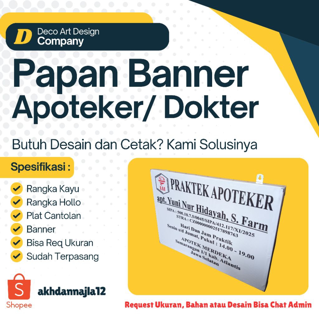 Papan Nama Apoteker dan Praktek Dokter