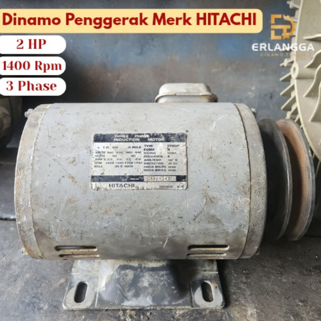 Dinamo Penggerak Merk Hitachi 2 HP - 3 PHASE - 1400 Rpm