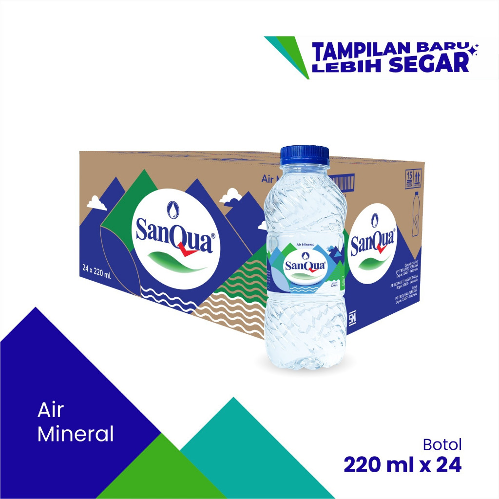 Air Mineral SanQua Botol 220 Ml (24 Botol) / Sanqua botol mini 220 ml per dus isi 24 botol
