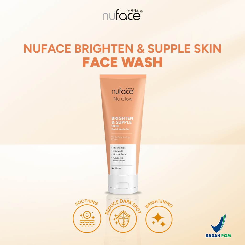Nuface Nu Glow Brighten & Supple Skin Facial Wash Cream 80gr/Facial Wash Gentle/Facial Wash Korea/fa