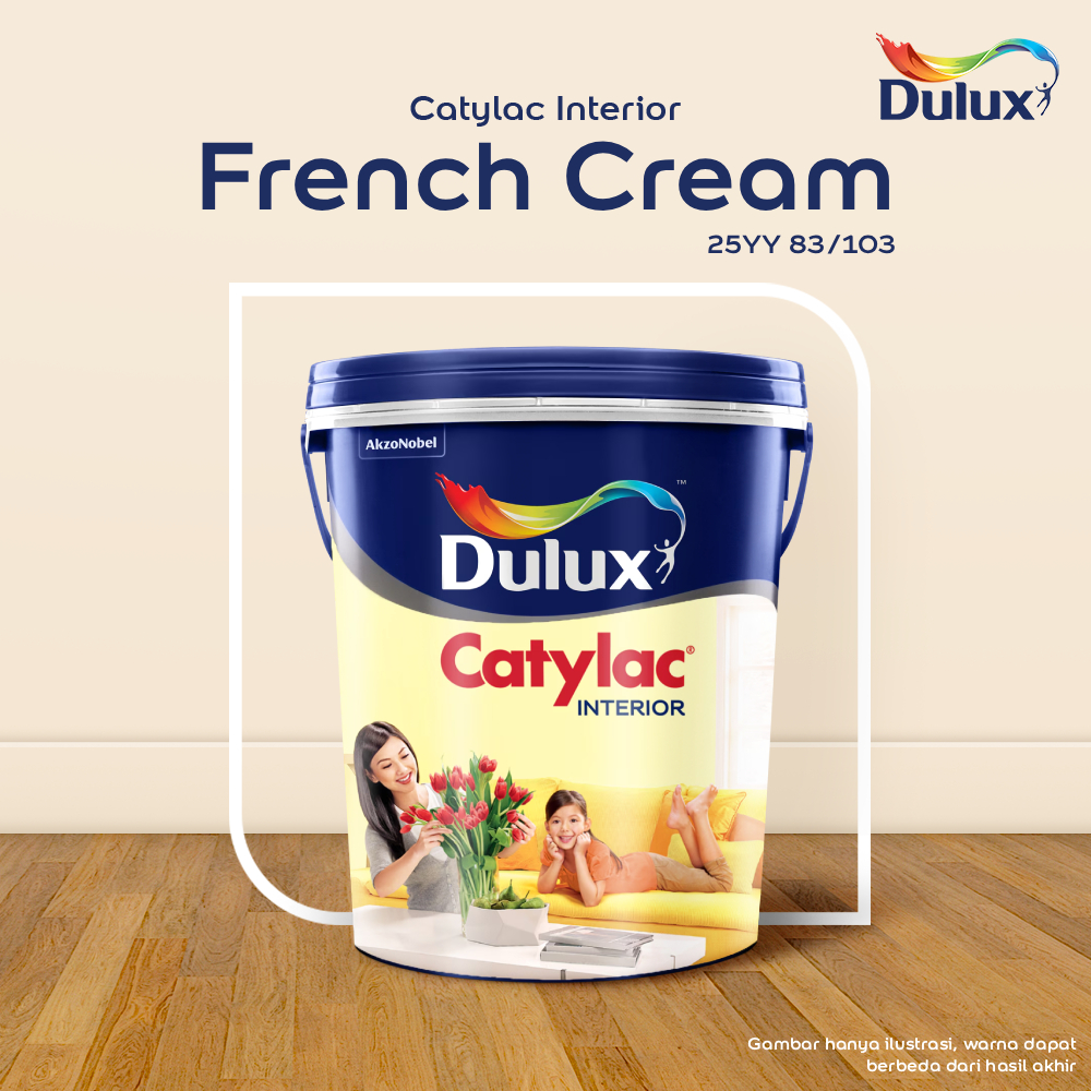 CAT TEMBOK FRENCH CREAM DULUX CATYLAC INTERIOR - 5 KG CAT FRENCH CREAM 25YY 83/103 CAT TEMBOK DULUX 