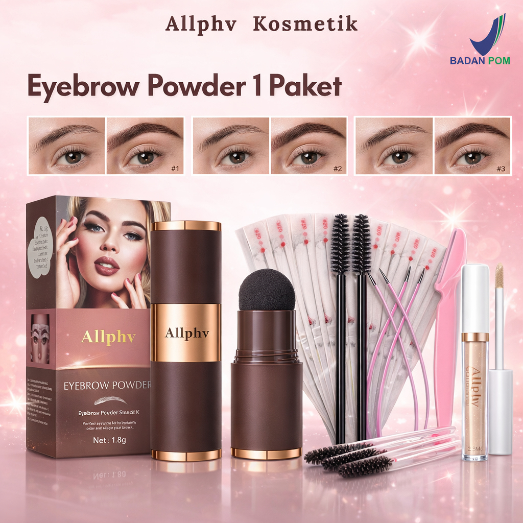 [BPOM] ALLPHV Cetakan Alis Tali Eyebrow Powder Waterproof Alis Cetakan Tempel Instan 12pcs