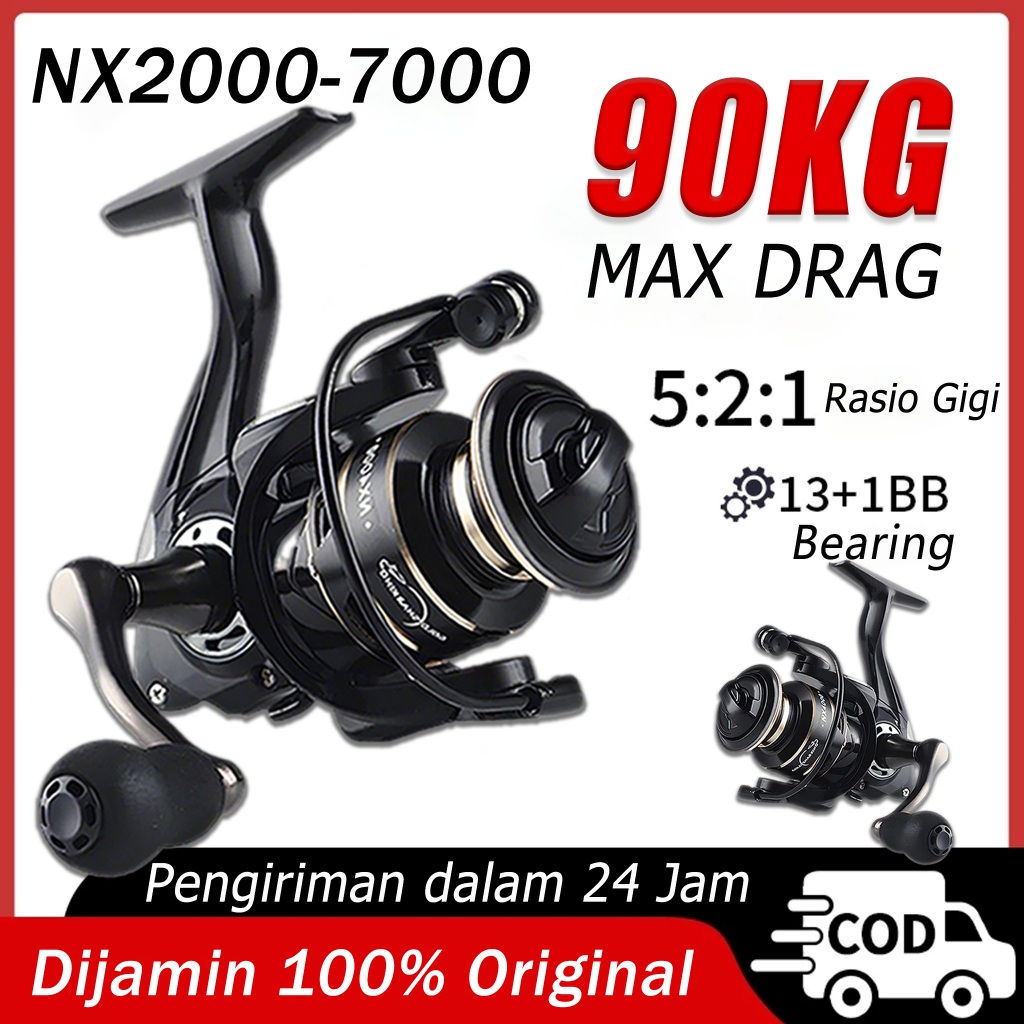 Reel pancing NX2000-7000 Spinning Rod Reel reel Murah Kuat Metal powerhandle Metal Laut Reel