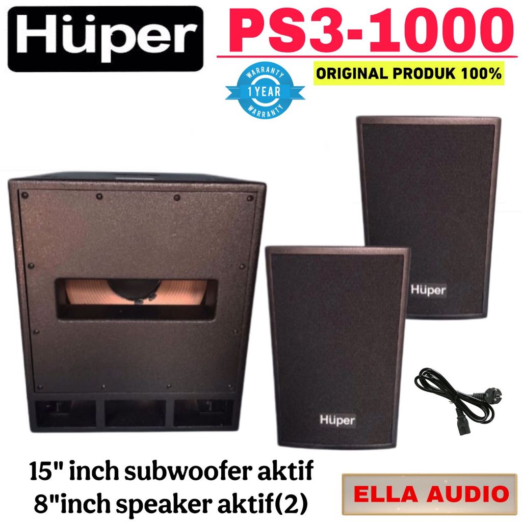 Huper PS31000 Paket Speaker Aktif Sub 15'inch Speaker 8'inch Huper PS3-1000
