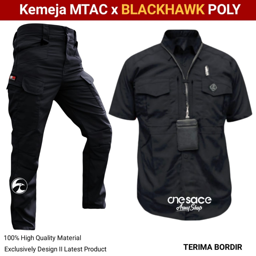 SETELAN Kemeja Mtac Lengan Pendek Dan Celana Blackhok Panjang Seragam Baju Kerja Kantor Lapangan