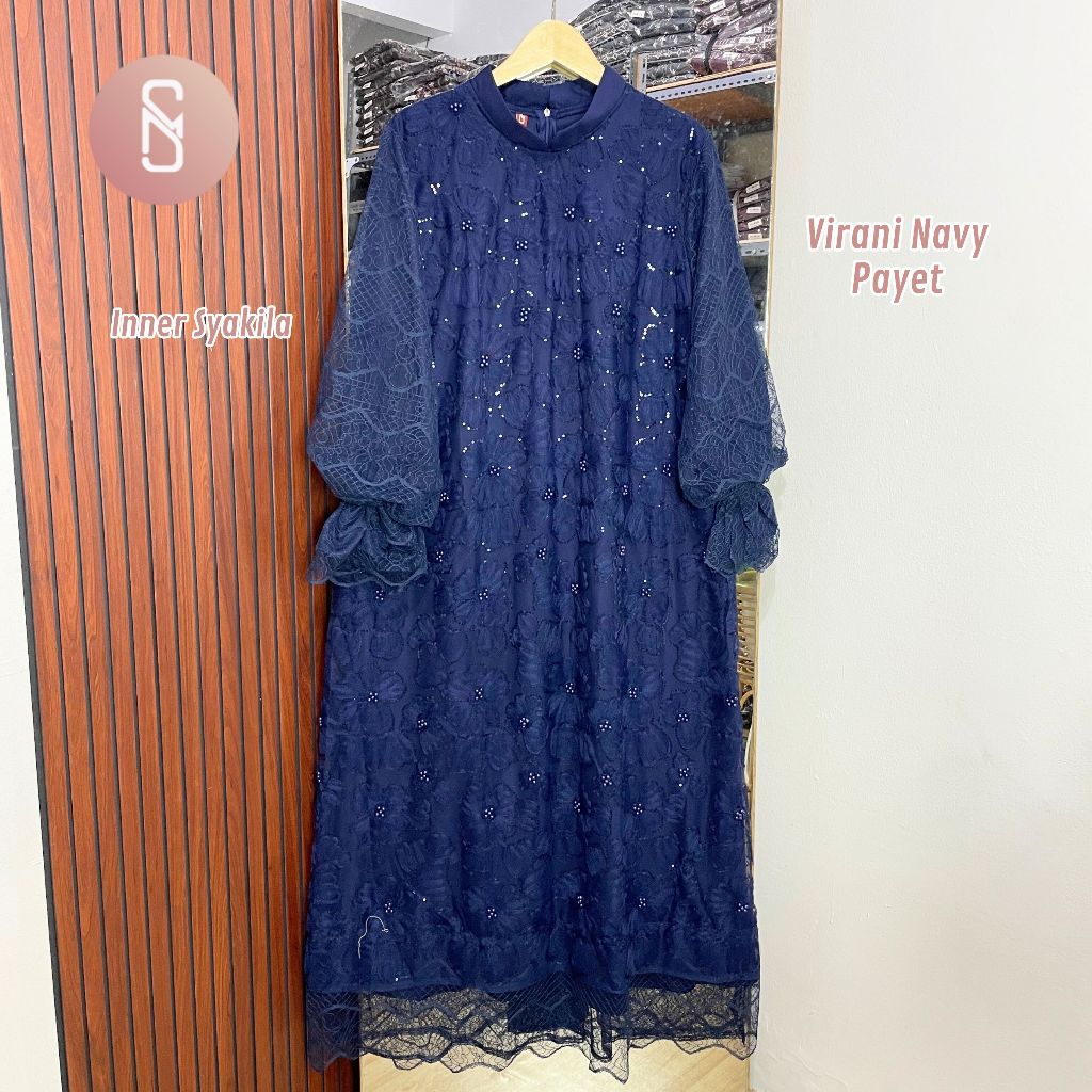 Virani  Myshawl  Gamis Jumbo Brukat Motif Kasual Kondangan Wisuda Kekinian Big Size Brukat Bunga Jum