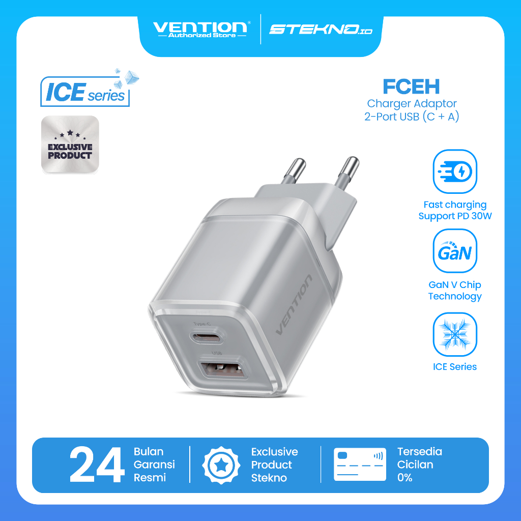 Vention Charger GaN 30W USB Type C Fast Charging Adaptor iPhone 15 16 Samsung Android PD QC Dual Por
