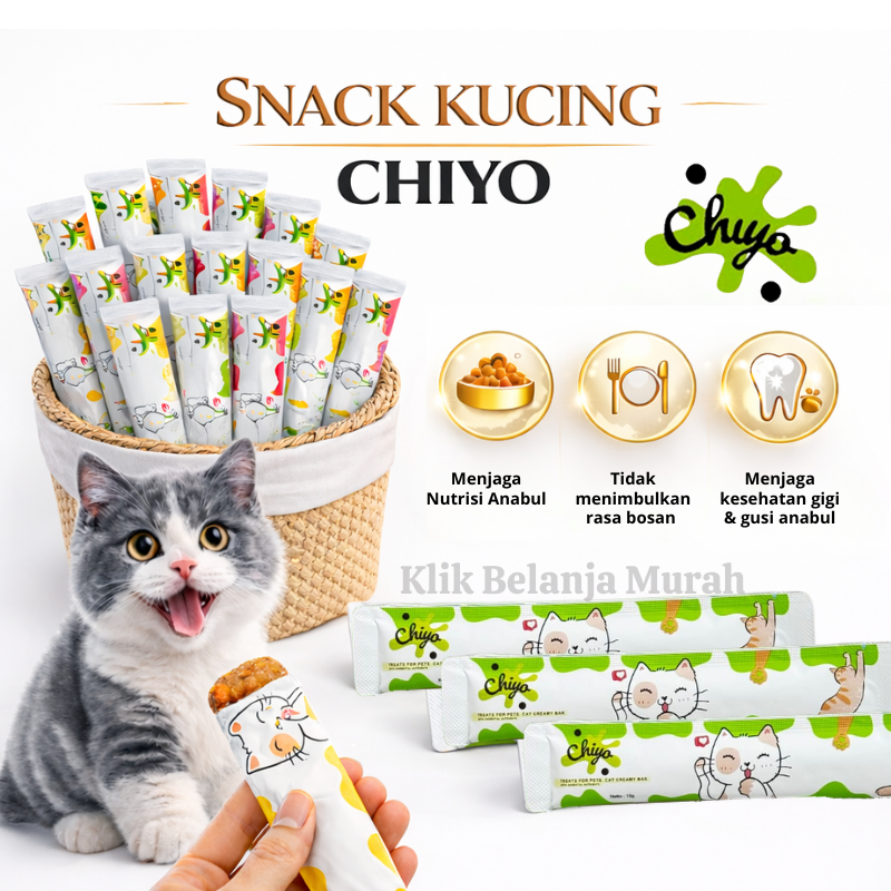 CHIYO Creamy Cat Strip Snack Kucing 15gr/Makanan Snack Kucing Adult Kitten chiyo Cat Strips/Cat Stri