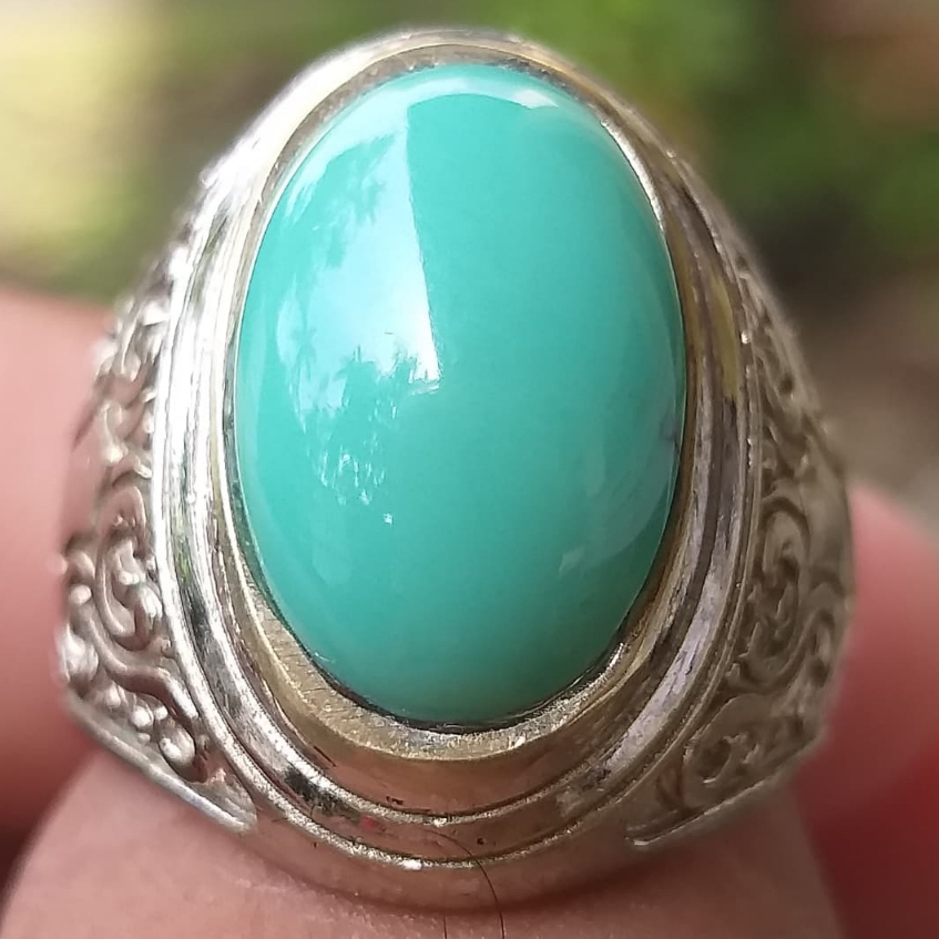 Batu Akik Pirus Mesir Polos Hijau Tosca Super Langka Mulus Klimis Elegant Berwibawa Natural 100% Asl