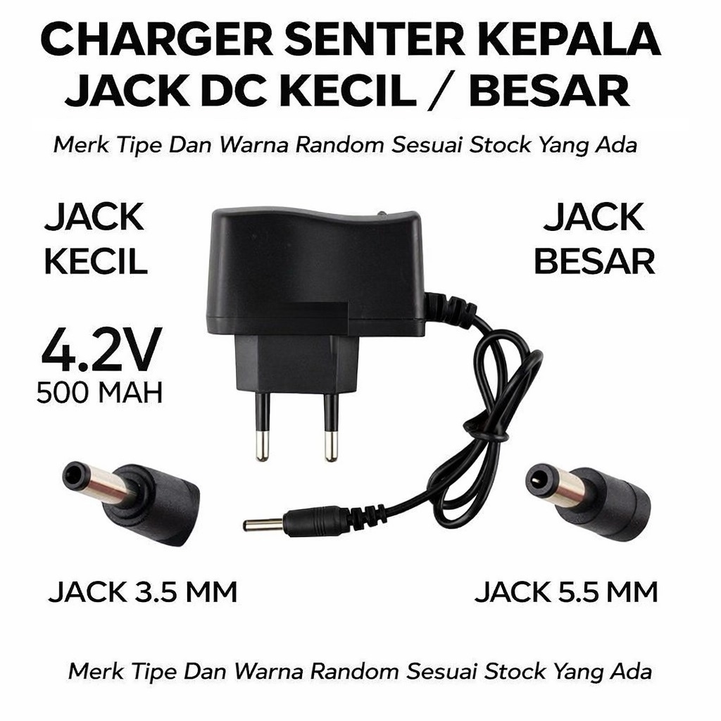 Adaptor Charger Senter Kepala Jek DC Kecil Besar / Charger Kabel Senter Swat Adaptor Cas Senter