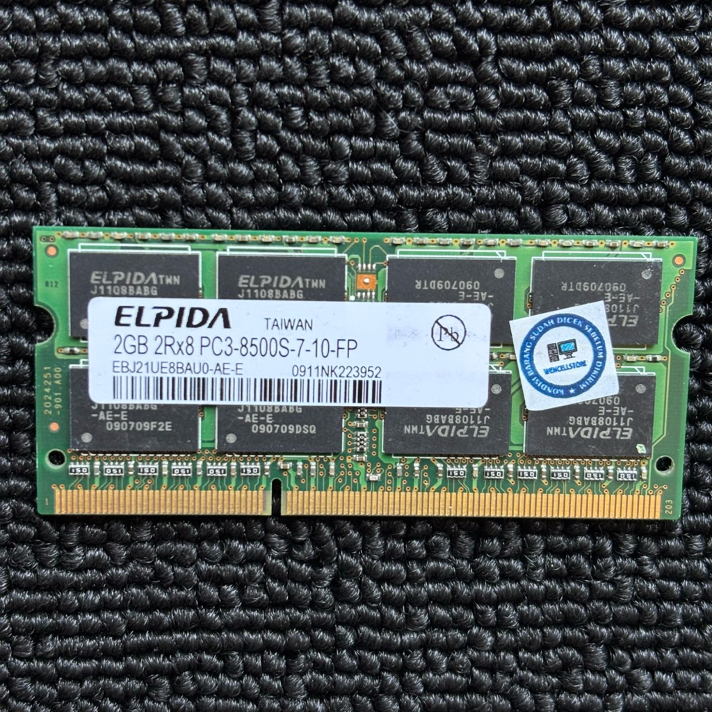 RAM LAPTOP ELPIDA 2GB 2Rx8 PC3-8500S/1066MHZ DDR3