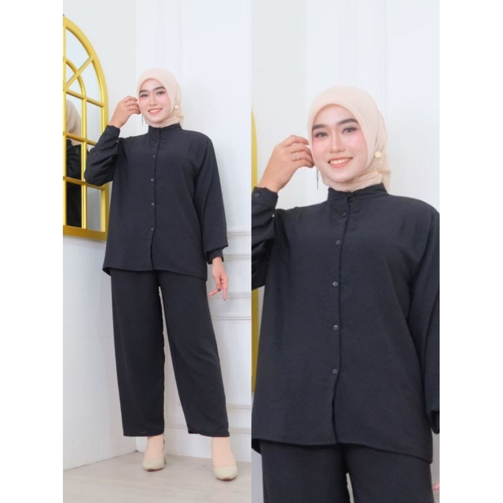 Setelan crinkle Setelan wanita kekinian Setelan wanita Setelan kringkel Oneset wanita kekinian Stela