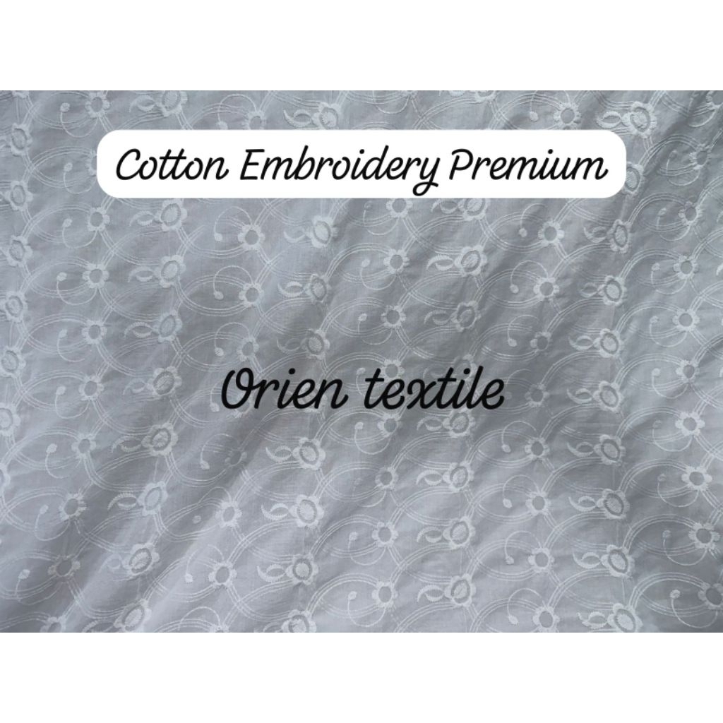 Kain Katun Bordir premium. Cotton Embroidery Premium.