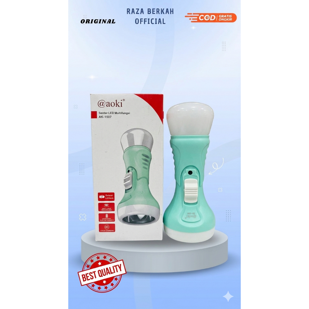 SENTER CAS LED MULTI FUNGSI AOKI-AK1507 / Senter Aoki