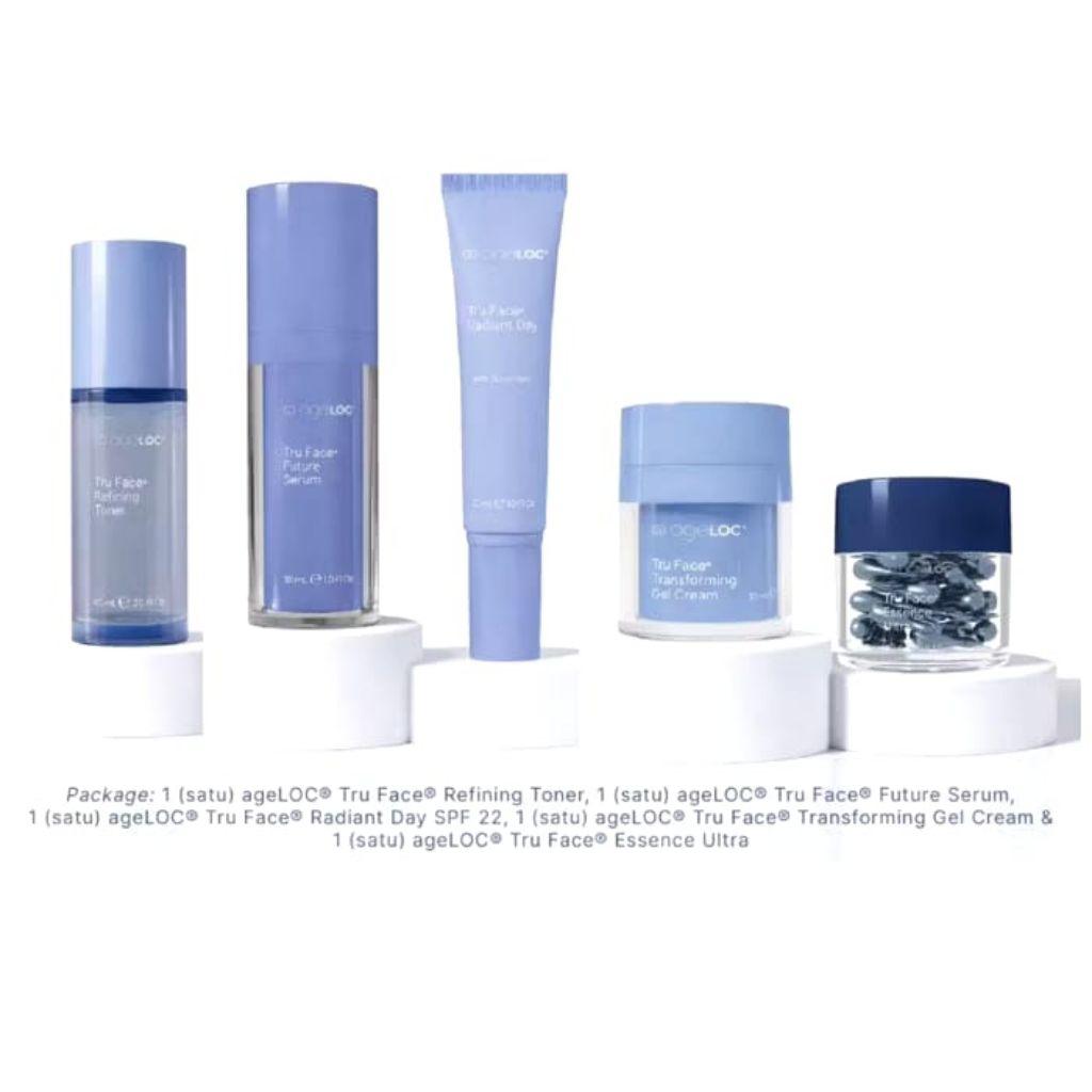 paket tru  face - essence ultra - future serum - transforming gel cream - refining toner - radiant d