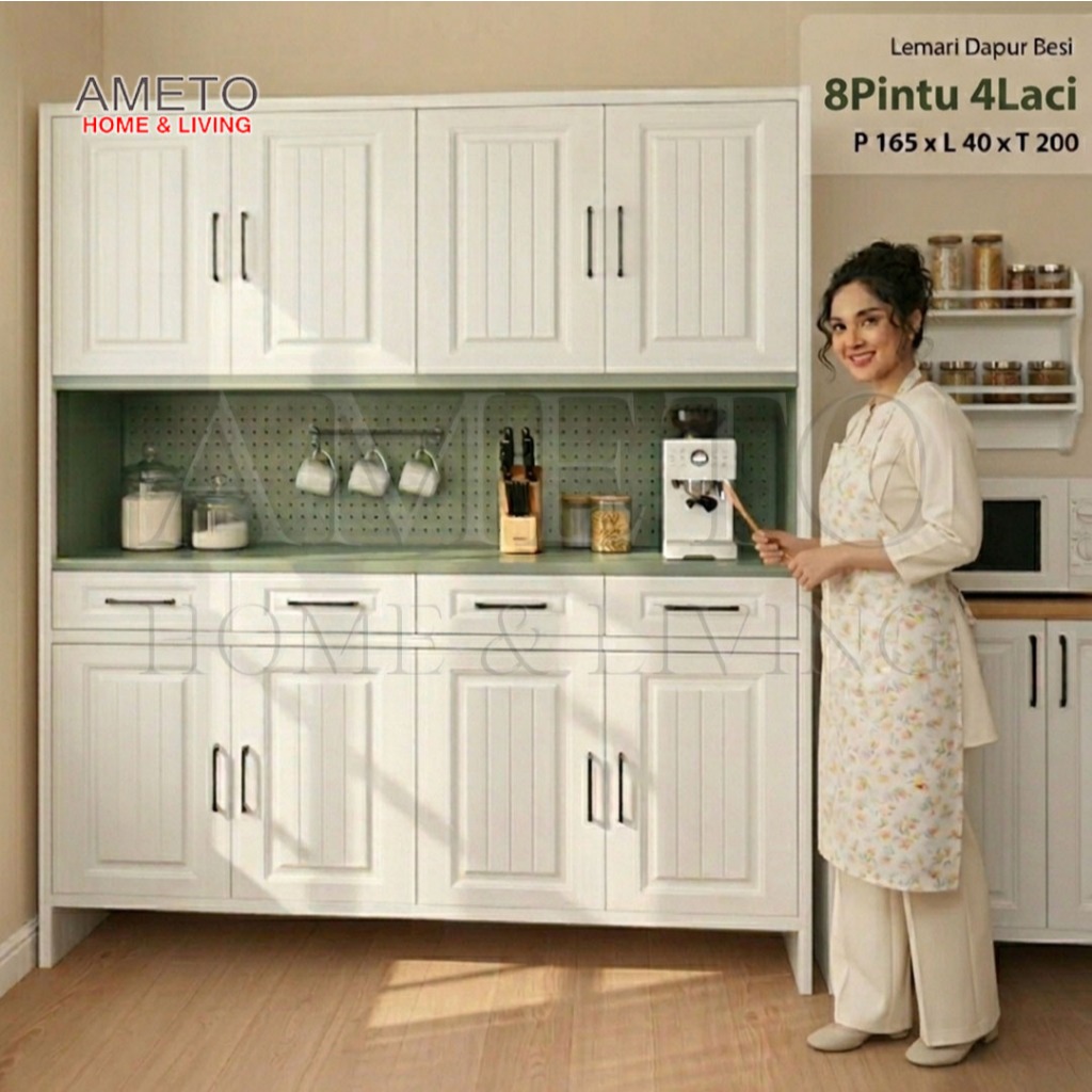 Lemari Dapur Besi Lunarsol KS 1250 1650 G Minimalis Panjang 125, 165 x 200 x 40 cm Anti Air Anti Jam