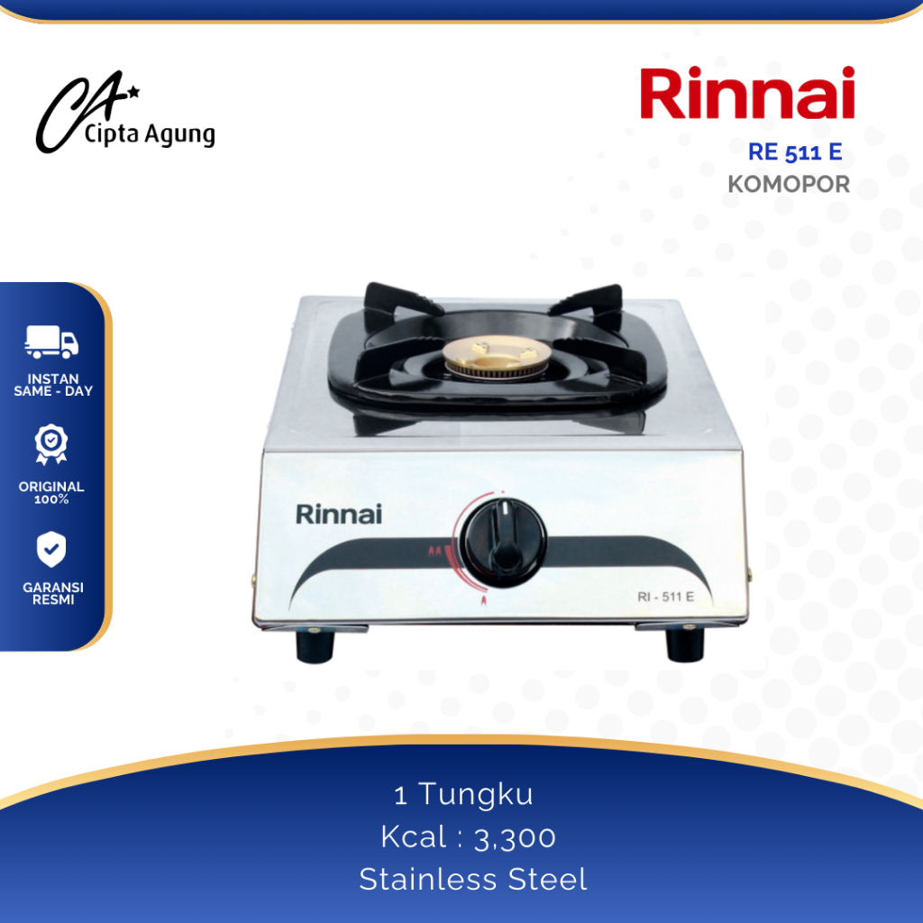 RINNAI KOMPOR GAS RINNAI RI 511 E ORIGINAL KOMPOR GAS 1 TUNGKU RI-511E RI511E