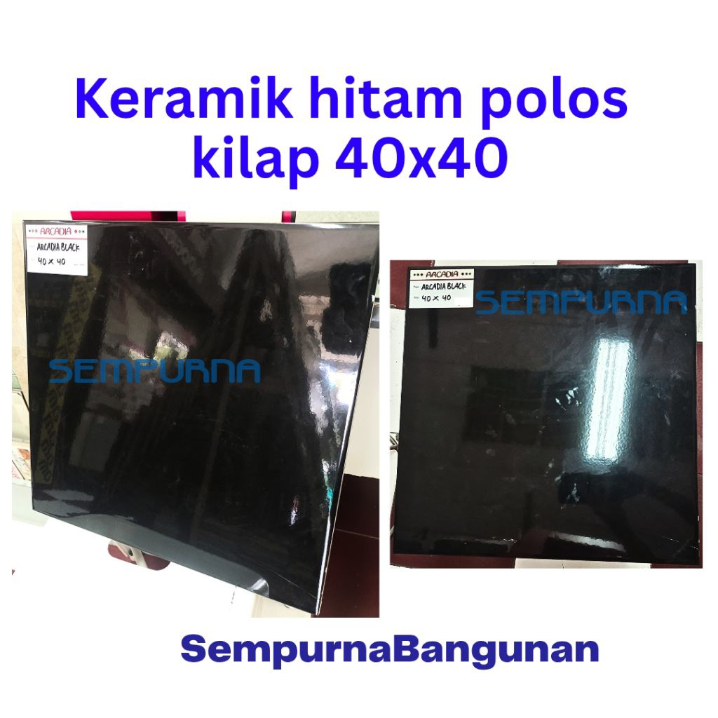 Keramik kramik ubin dinding lantai tembok arcadia black glossy kilap kilat hitam polos Asia Tile Fon