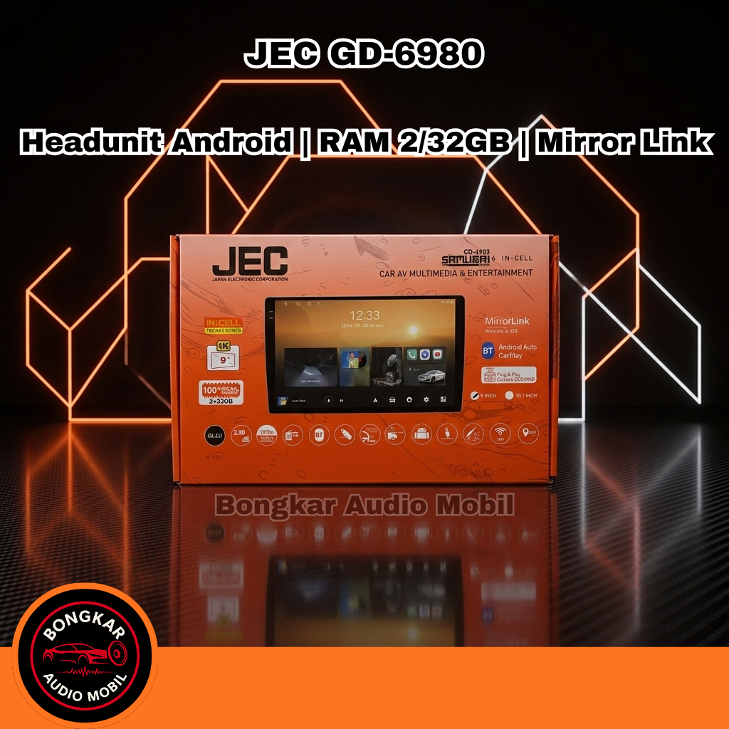 HEAD UNIT ANDROID 9 INCH JEC GD-6980 RAM 2/32GB / TV MOBIL ANDROID / Head Unit Android 9 inch JEC GD