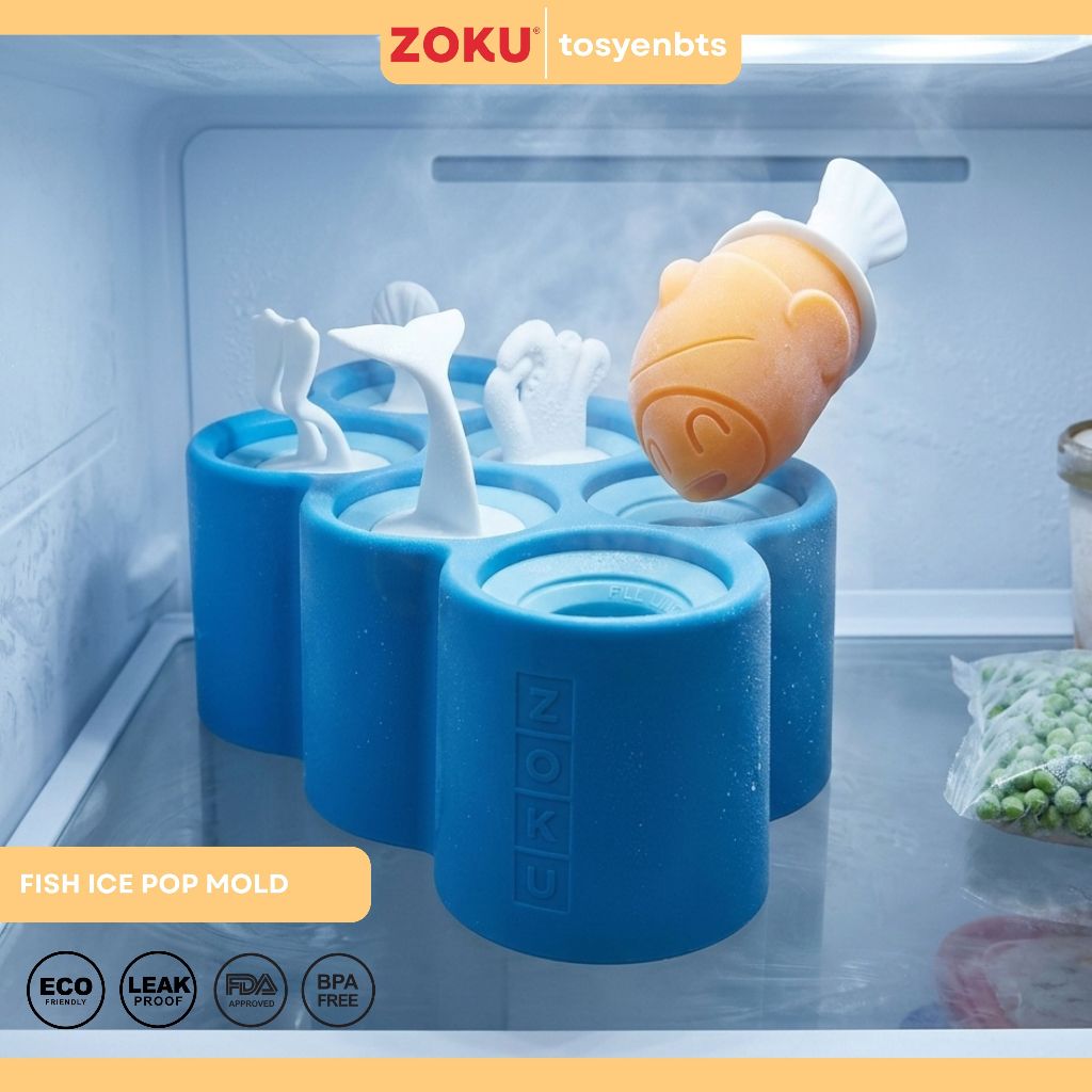 Zoku Fish Ice Pop Mold  - Cetakan Es Krim Karakter - Cetakan Es Krim Bentuk Ikan - Cetakan Es Krim S