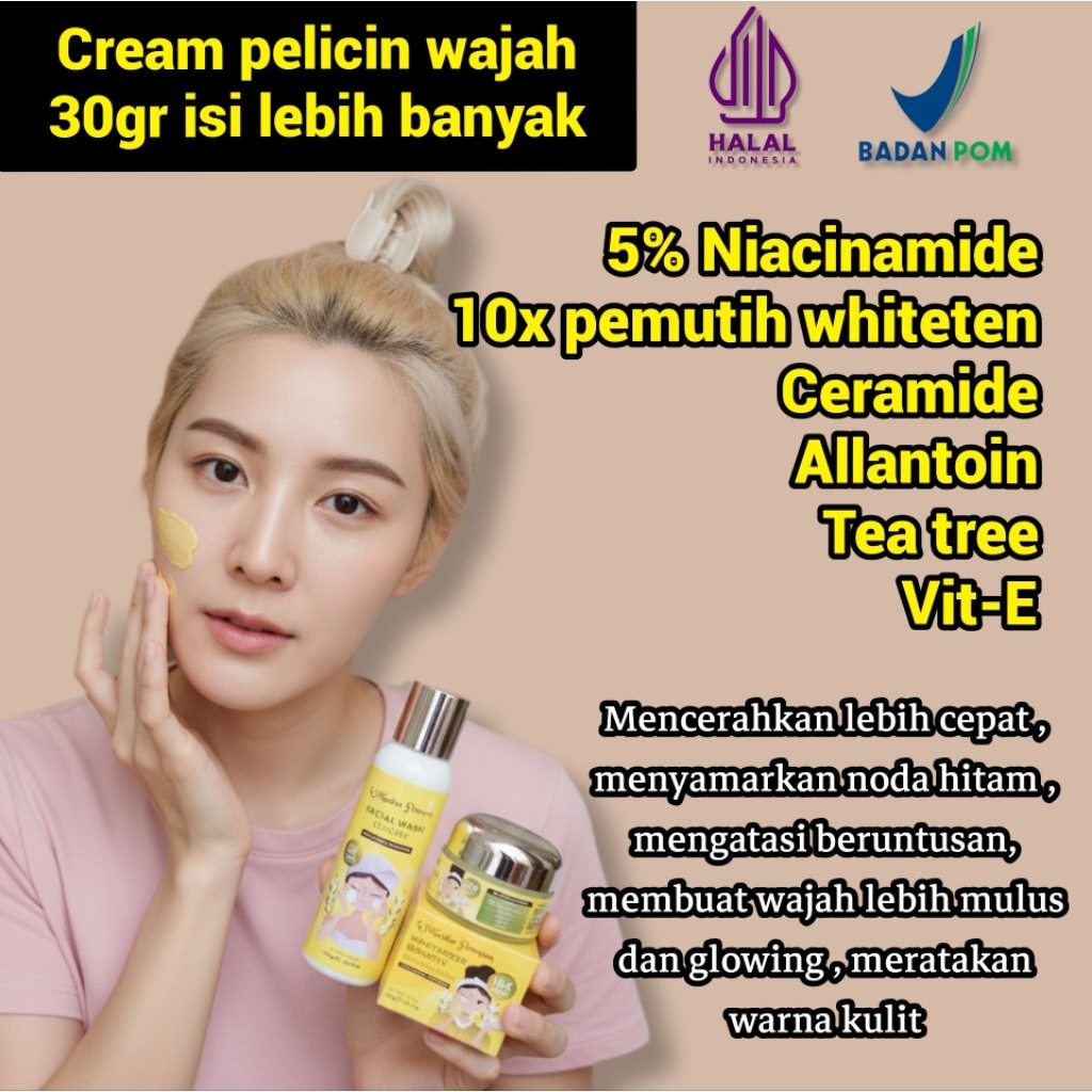 cream pelicin wajah glowing , cream pelicin wajah bpom dan halal ,pelicin wajah ,cream malam glowing