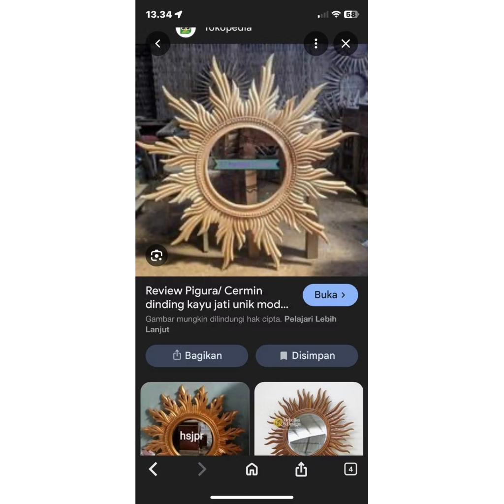 Jam dinding ukir kayu jati jepara model matahari