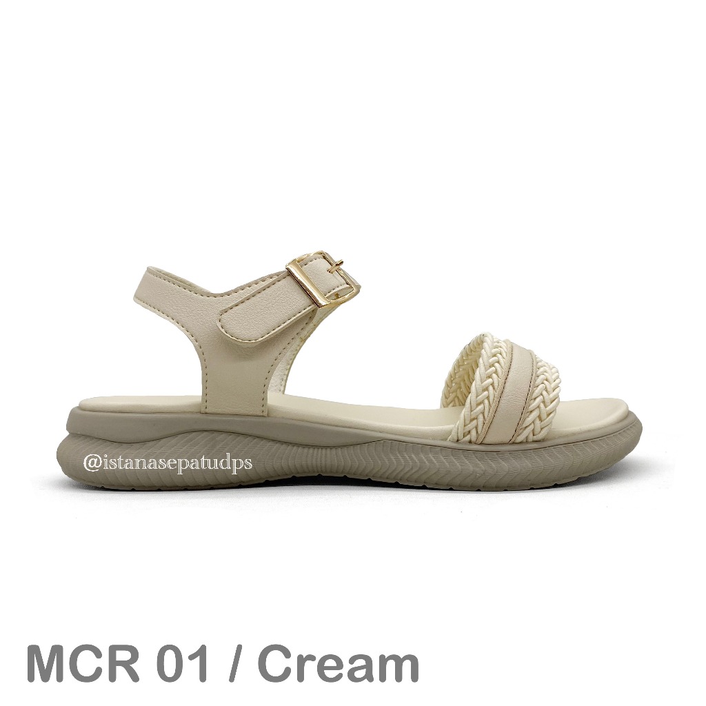 Sandal Kenip Wanita Vee Natally MCR 01, Cream & Hitam, Nyaman dipakai