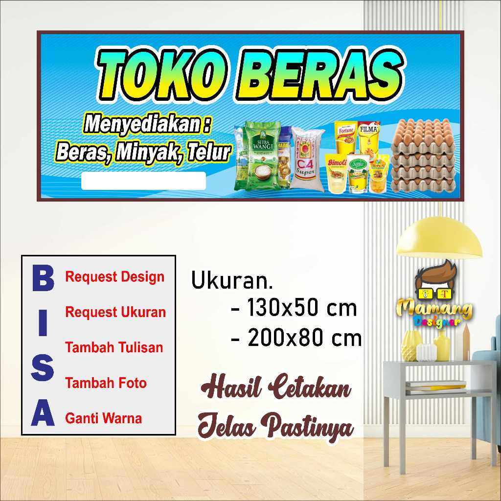 SPANDUK BANNER TOKO BERAS BISA REQUEST UKURAN