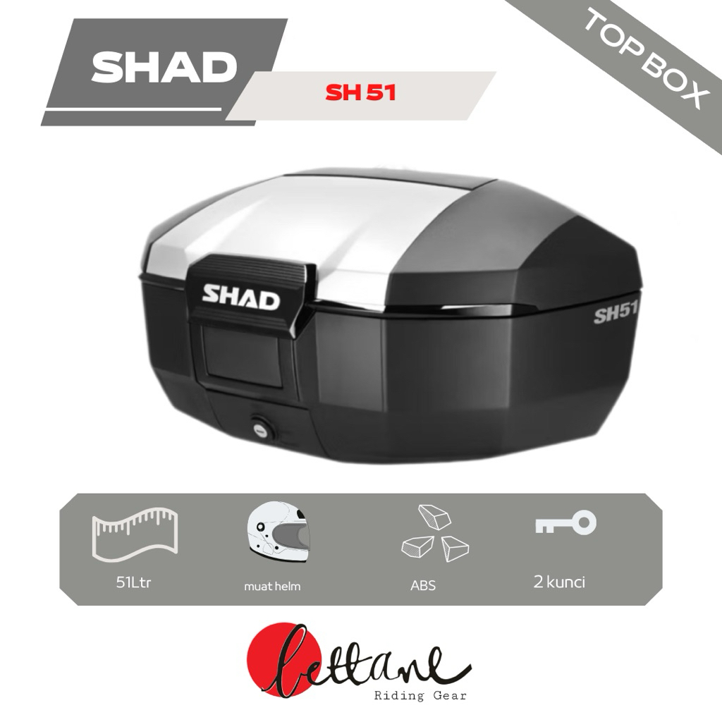 Box Shad SH51 Alumunium Box Motor Shad SH51 Almunium Cover Bagasi Motor Shad Box Shad SH 51 Top Case