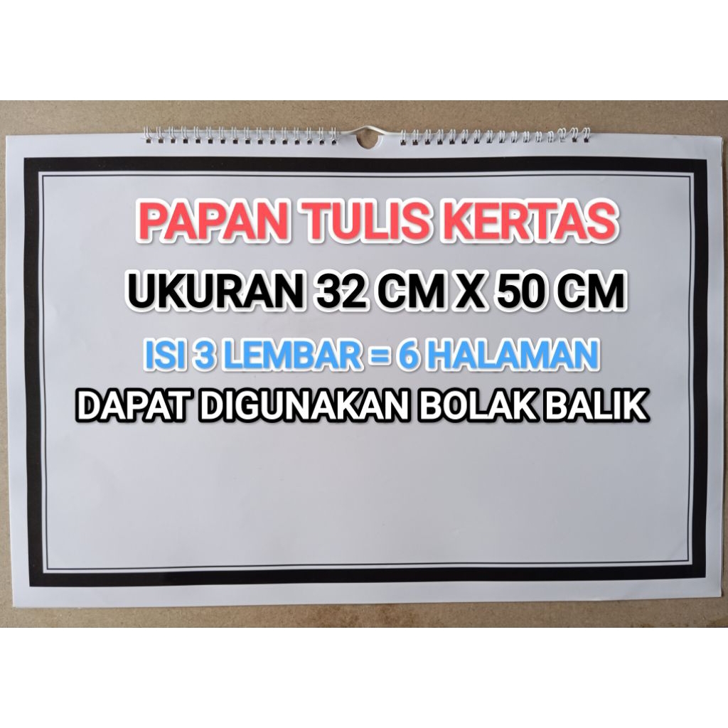 PAPAN TULIS KERTAS 32 X 50 CM WHITE BOARD WIPE AND CLEAN