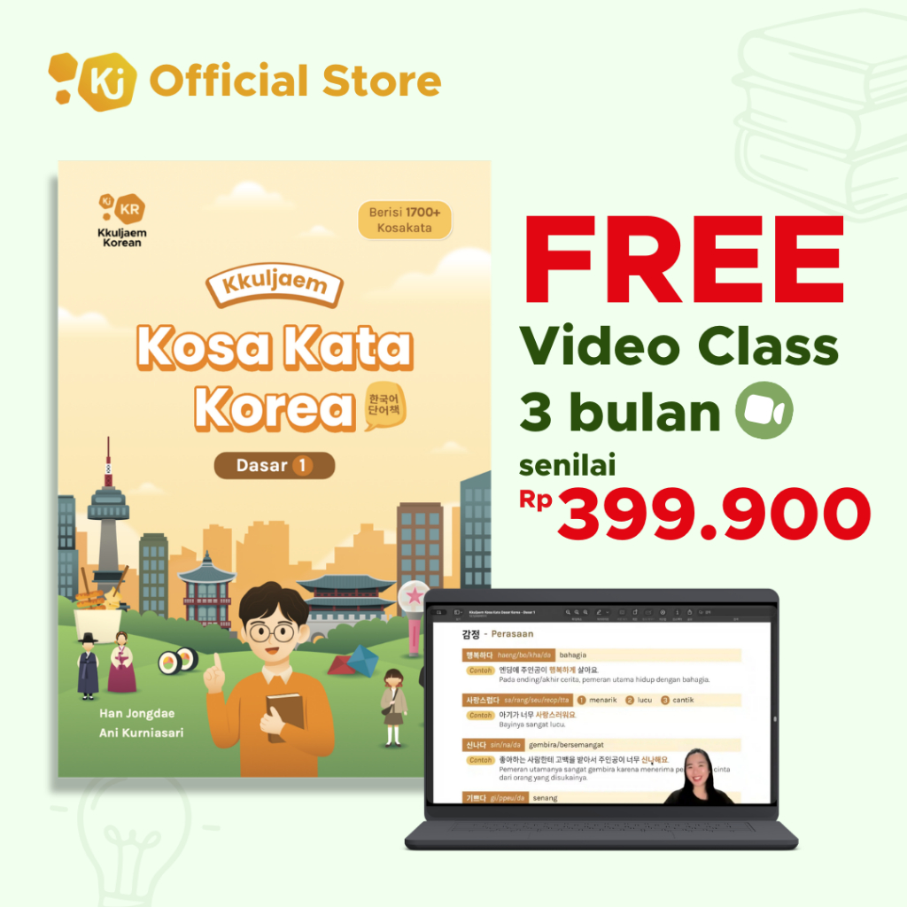 BUKU BELAJAR BAHASA KOREA | BUKU KKULJAEM KOSAKATA KOREA DASAR | BUKU PEMULA BAHASA KOREA