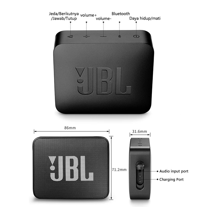 Speaker JBL Go 2 Speaker Bluetooth Portable Garansi 1 Tahun Bluetooth 4.1 Pelindung IPX7 Tahan Air G