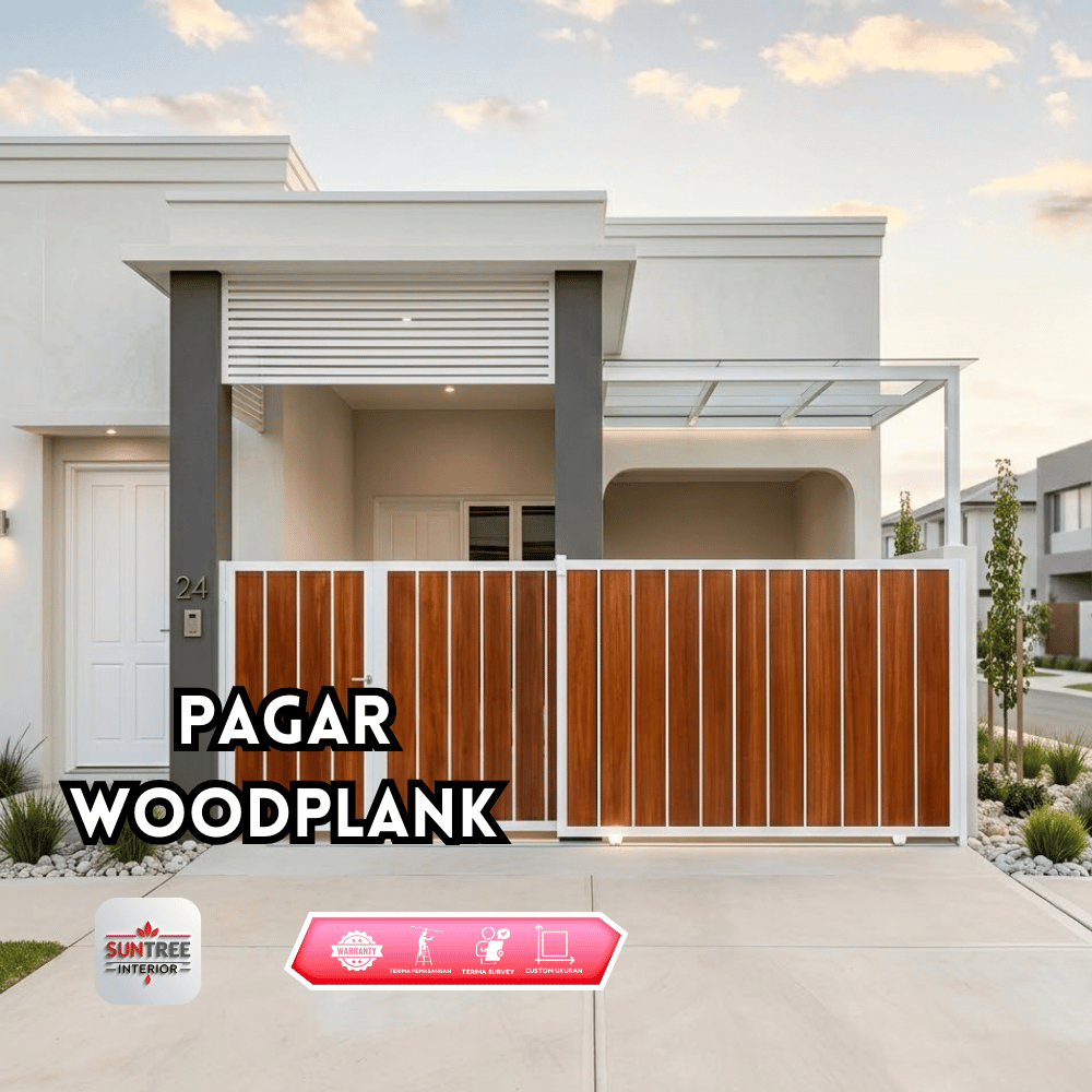 Pagar GRC Wood Plank Hollow Galvanis Minimalis Modern Mewah Elegan Berkualitas Anti Karat