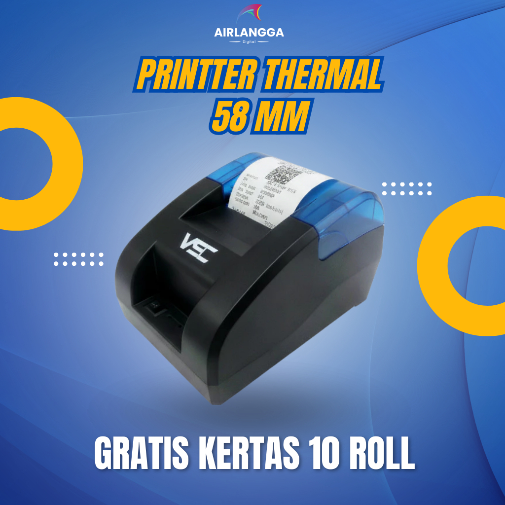 Printer Thermal 58mm Bluetooth Portable Printer Kasir Android iOS Cetak Struk Resi Label Support USB