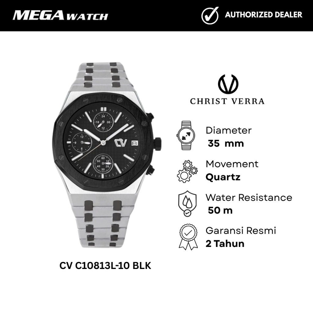 Jam Tangan CHRIST VERRA CHRIST VERRA Wanita Original CV C10813L-10 BLK