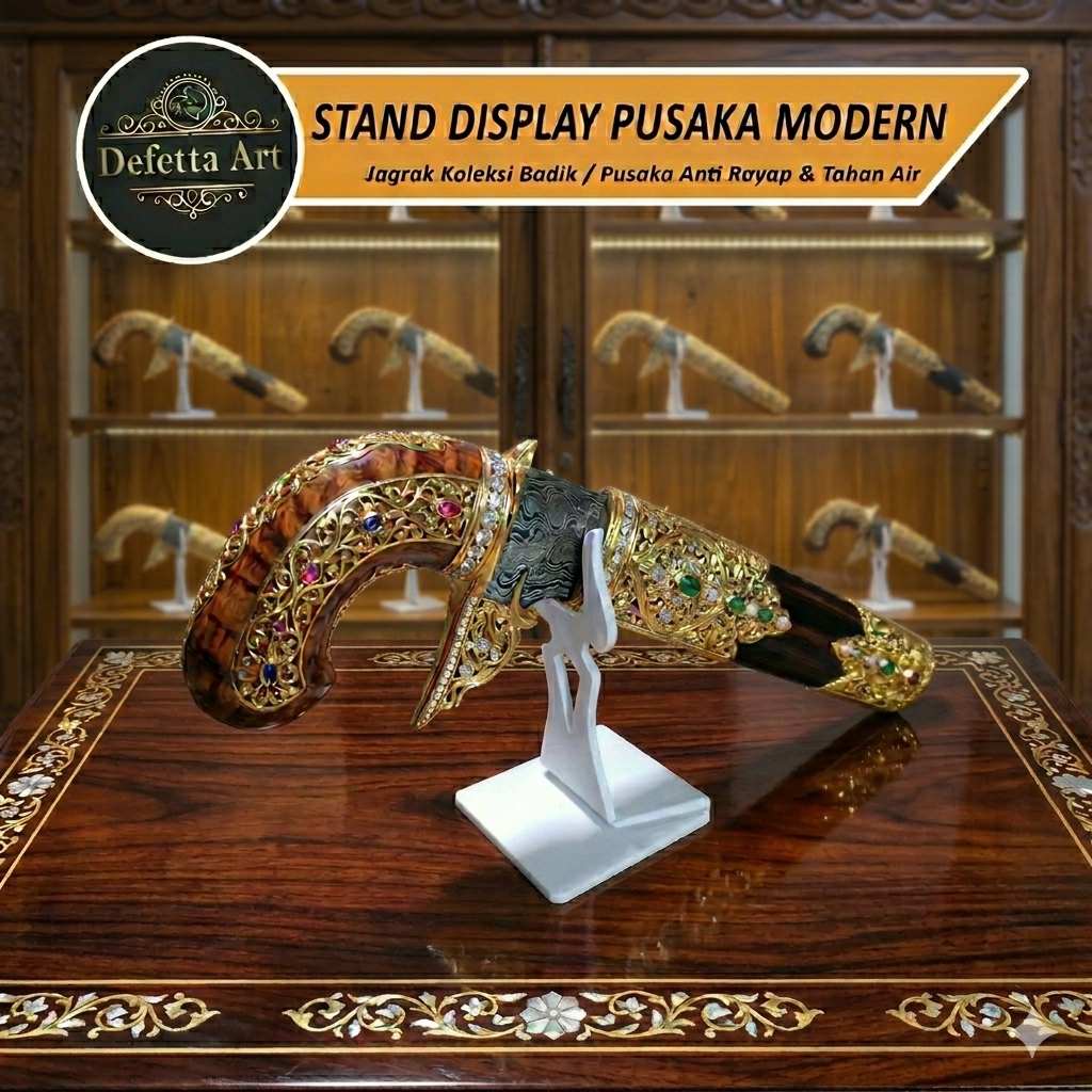 Dudukan Koleksi Pusaka  | Jagrak Badik Pusaka Anti Rayap & Tahan Air | Stand Display Pusaka Modern
