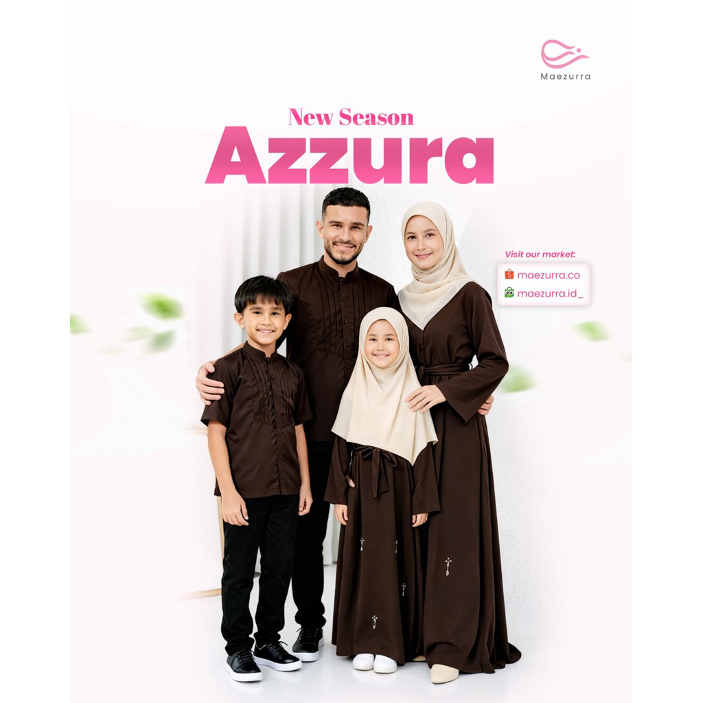 SARIMBIT SETELAN COUPLE AZZURA ABAYA BASIC/ gamis lebaran / abaya lebaran / Abaya maroon / Abaya Hit