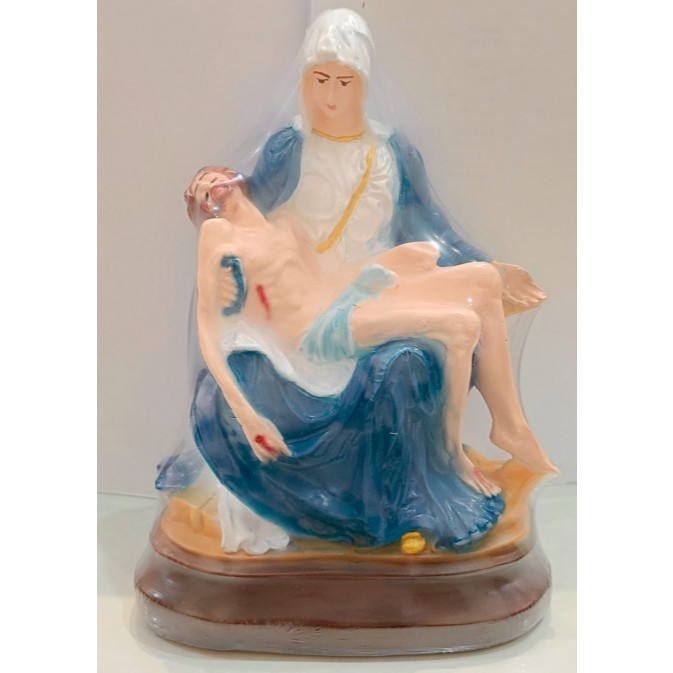 Yeraya Patung Pieta Yesus Maria Fiber Warna 25cm patung Maria Gendong Yesus Patung Yesus Pieta mini 
