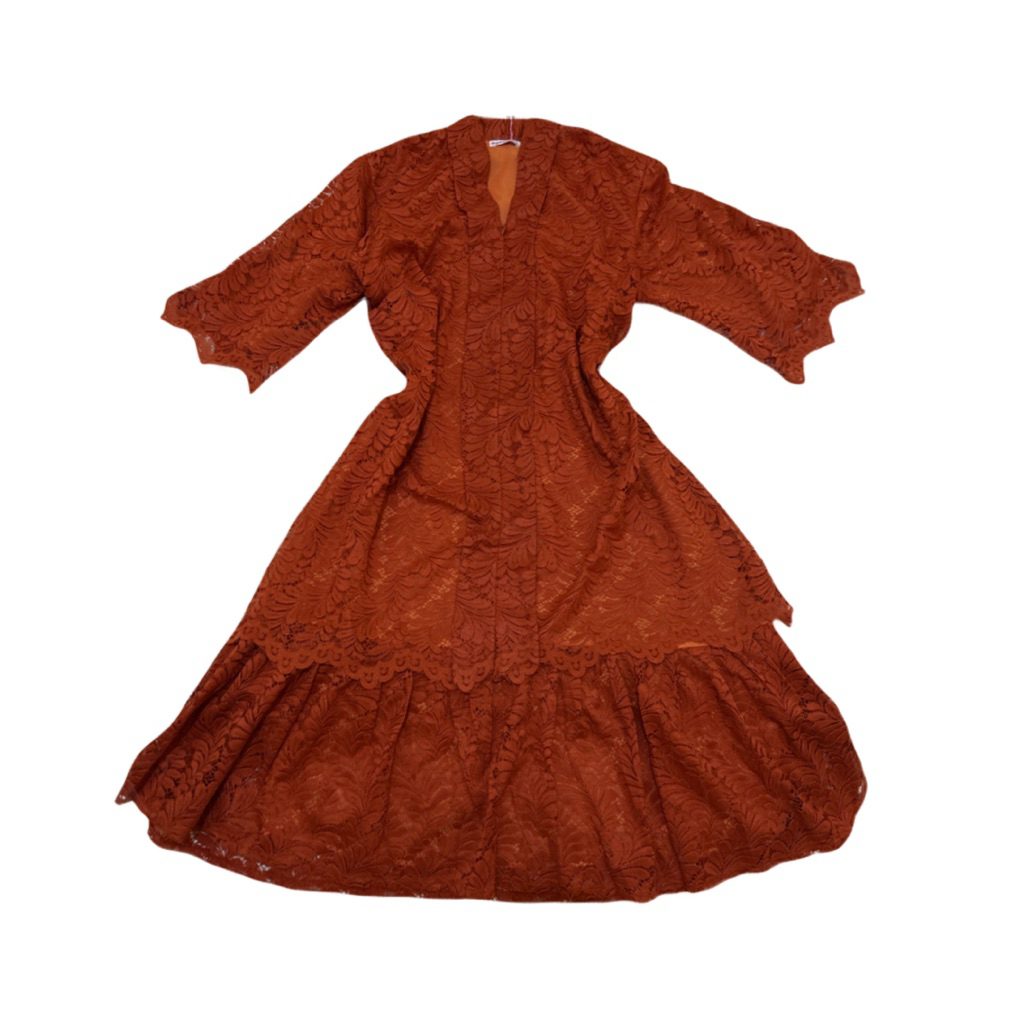 [NEW] Dress Orange Brokat Agustine Branded Tangerine Brand Sisa Butik Gaun Cantik Party Dress Kondan