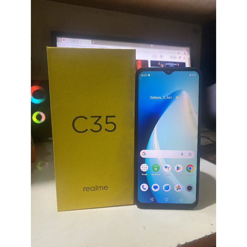 Realme C35 4/64 GB Glowing Black Resmi Realme Indonesia Second Bekas Seken Original