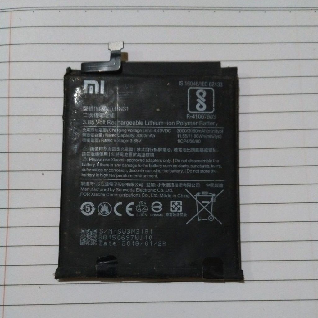 baterai original copotan redmi not 5A tested