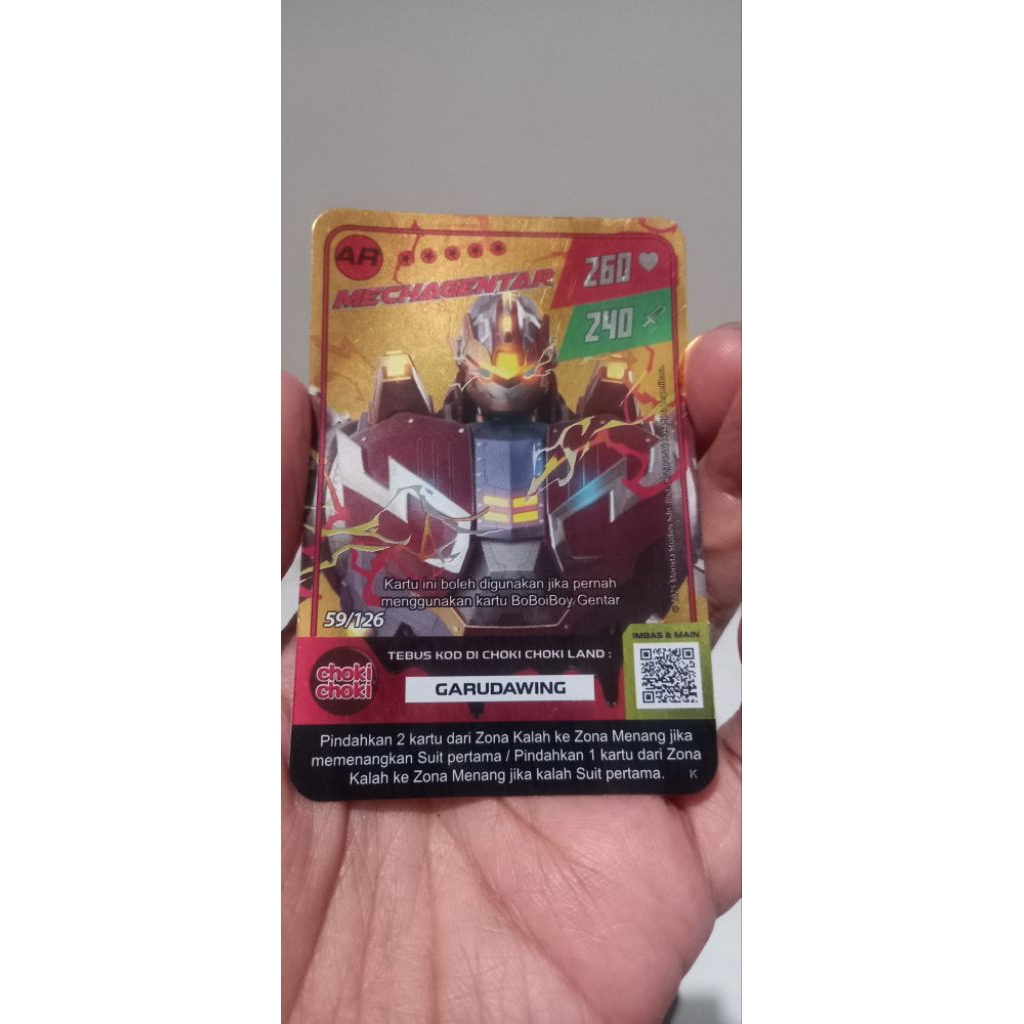 kartu boboiboy choki choki emas mechagentar