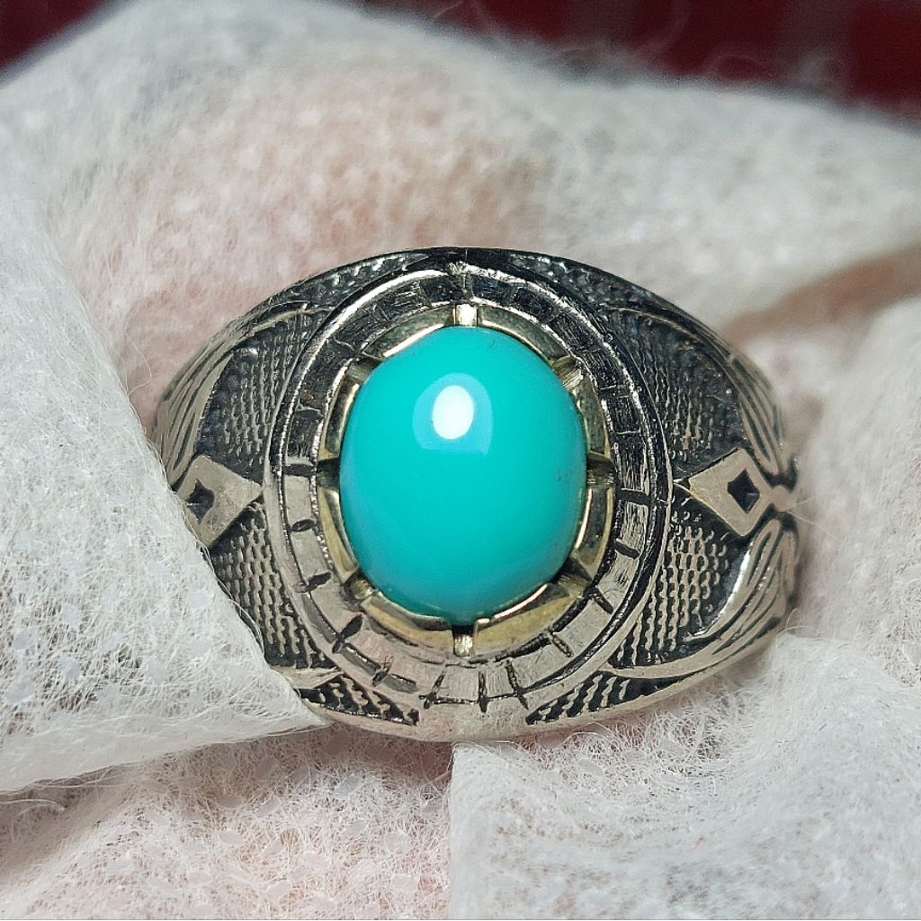 Pirus Mesir Natural Toska kehijauan polos MINION 9×8×4 mm [5Sd056]