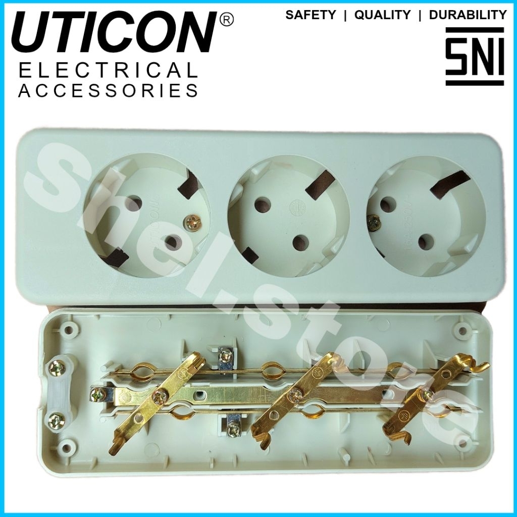 UTICON Stopkontak 3 Lubang | Stopkontak Listrik Kuningan | Terminal Listrik 3 Lubang | Terminal Broc