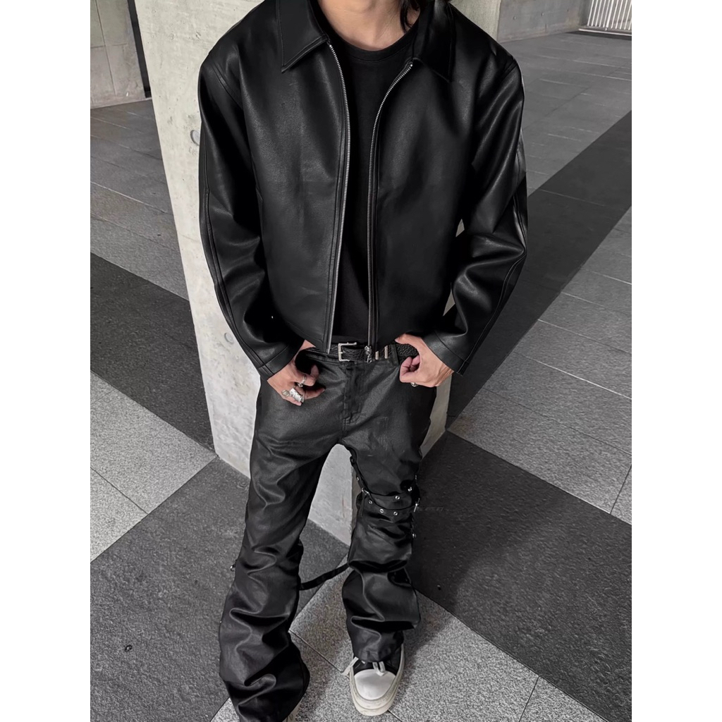 Jaket Kulit Boxy Cut Jaket Kulit Pria Men Leather Jacket Boxy Leather Jacket